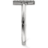 14K White Gold Diamond Double Bar Ring with 12 Round Diamonds - 0.096 Carat Total Diamond Weight by Oro Pregiato