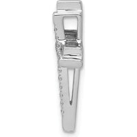 14K White Gold Diamond Double Cross Pendant Slide with 0.10 Carat Total Diamond Weight by Monteluci Fine Jewelry