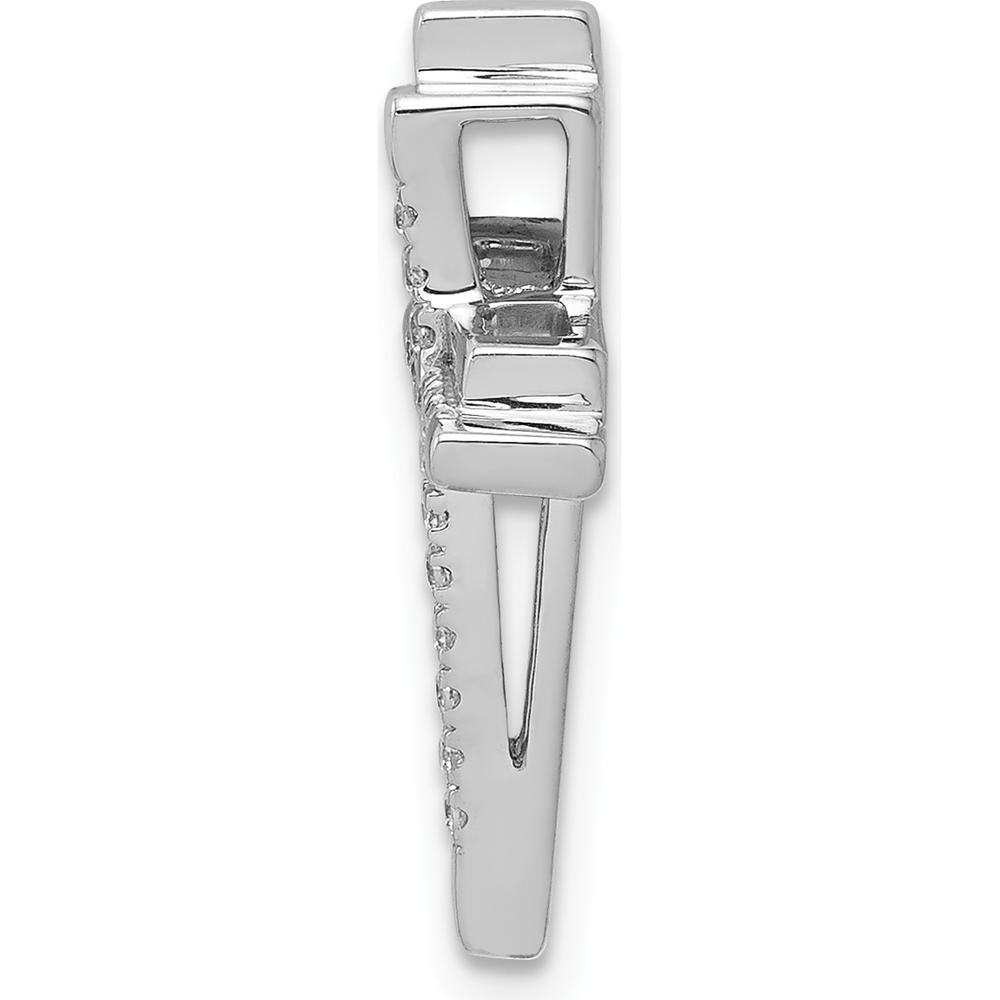 14K White Gold Diamond Double Cross Pendant Slide with 0.10 Carat Total Diamond Weight by Monteluci Fine Jewelry