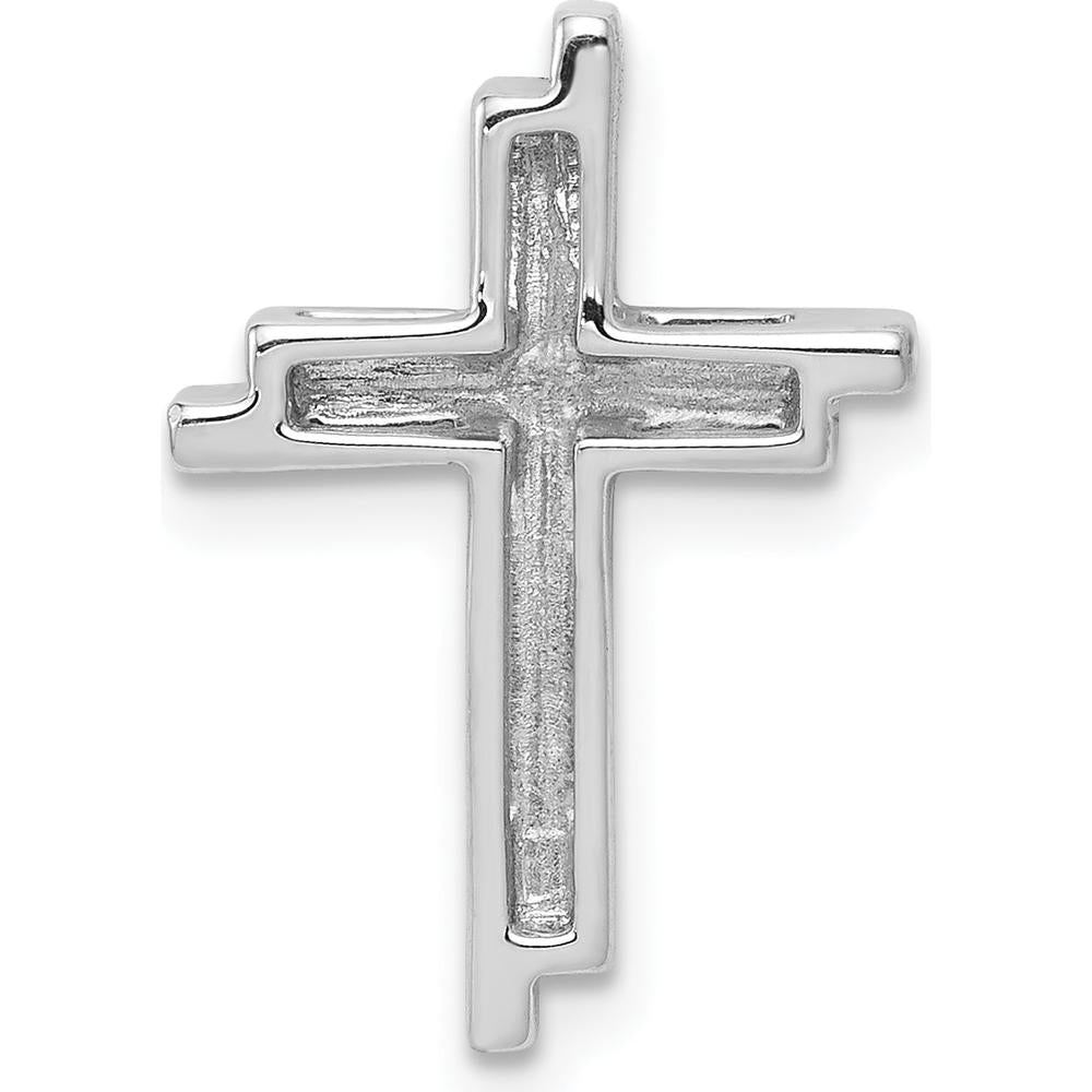 14K White Gold Diamond Double Cross Pendant Slide with 0.10 Carat Total Diamond Weight by Monteluci Fine Jewelry