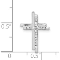 14K White Gold Diamond Double Cross Pendant Slide with 0.10 Carat Total Diamond Weight by Monteluci Fine Jewelry
