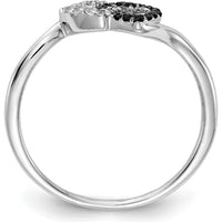 14K White Gold Diamond Double Heart Ring with Black and White Diamonds - 0.009 Carat Total Diamond Weight by 0