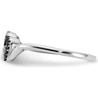 14K White Gold Diamond Double Heart Ring with Black and White Diamonds - 0.009 Carat Total Diamond Weight by 0