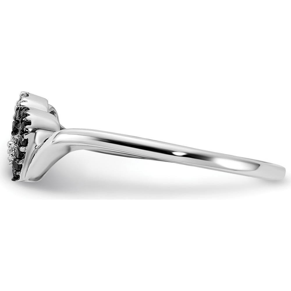 14K White Gold Diamond Double Heart Ring with Black and White Diamonds - 0.009 Carat Total Diamond Weight by 0