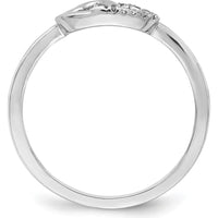 14K White Gold Diamond Double Heart Ring with Pave Round Diamonds - 0.033 Carat Total Diamond Weight by 0