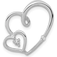 14K White Gold Diamond Double Hearts Pendant - 0.035 Carat Total Diamond Weight by Monteluci Fine Jewelry