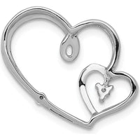 14K White Gold Diamond Double Hearts Pendant - 0.035 Carat Total Diamond Weight by Monteluci Fine Jewelry