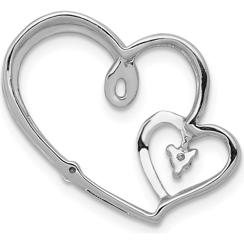 14K White Gold Diamond Double Hearts Pendant - 0.035 Carat Total Diamond Weight by Monteluci Fine Jewelry