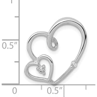 14K White Gold Diamond Double Hearts Pendant - 0.035 Carat Total Diamond Weight by Monteluci Fine Jewelry