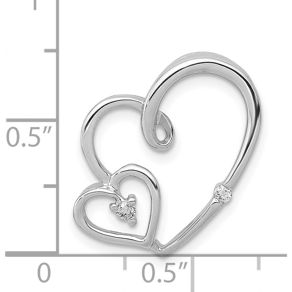 14K White Gold Diamond Double Hearts Pendant - 0.035 Carat Total Diamond Weight by Monteluci Fine Jewelry