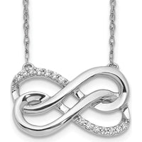 14K White Gold Diamond Double Infinity Necklace - 0.014 Carat Total Diamond Weight by Monteluci Fine Jewelry