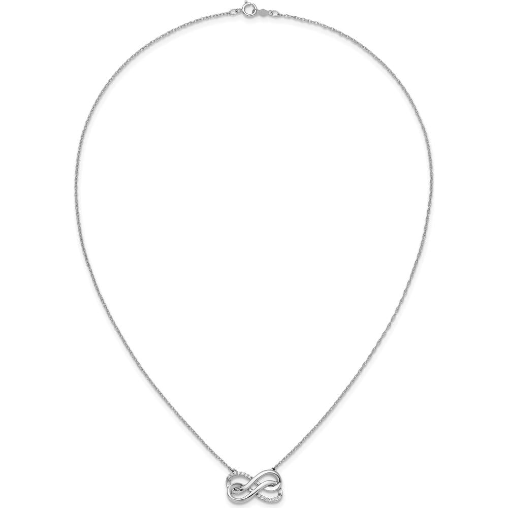 14K White Gold Diamond Double Infinity Necklace - 0.014 Carat Total Diamond Weight by Monteluci Fine Jewelry
