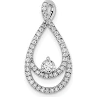 14K White Gold Diamond Double Teardrop Pendant Slide with Round Diamonds - 0.0382 Carat Total Diamond Weight by Oro Pregiato