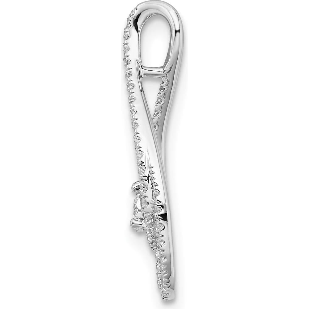 14K White Gold Diamond Double Teardrop Pendant Slide with Round Diamonds - 0.0382 Carat Total Diamond Weight by Oro Pregiato