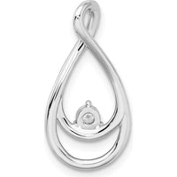 14K White Gold Diamond Double Teardrop Pendant Slide with Round Diamonds - 0.0382 Carat Total Diamond Weight by Oro Pregiato