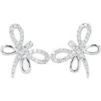14K White Gold Diamond Dragonfly Earrings - 0.36 Carats Total Diamond Weight