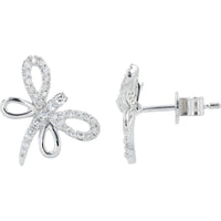 14K White Gold Diamond Dragonfly Earrings - 0.36 Carats Total Diamond Weight