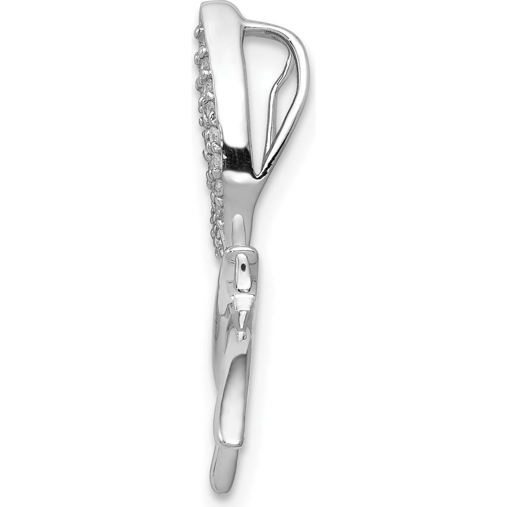 14K White Gold Diamond Dragonfly Pendant Slide with 26 Round Diamonds - 0.13 Carat Total Diamond Weight by Monteluci Fine Jewelry