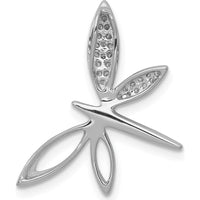 14K White Gold Diamond Dragonfly Pendant Slide with 26 Round Diamonds - 0.13 Carat Total Diamond Weight by Monteluci Fine Jewelry