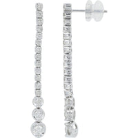 14K White Gold Diamond Drop Earrings with 1.00 Carat Total Diamond Weight