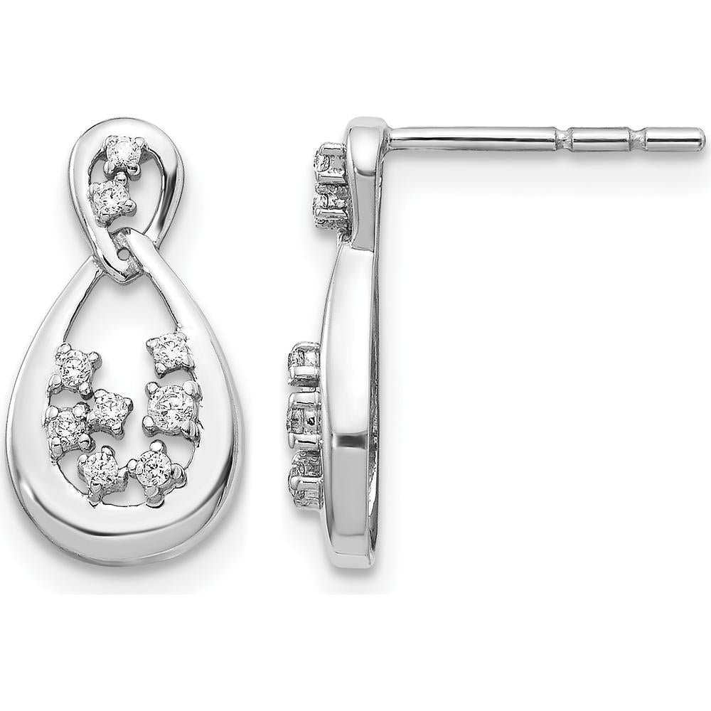 14K White Gold Diamond Drop Earrings with Natural Round Diamonds - 0.23 Carat Total Diamond Weight by Monteluci Fine Jewelry