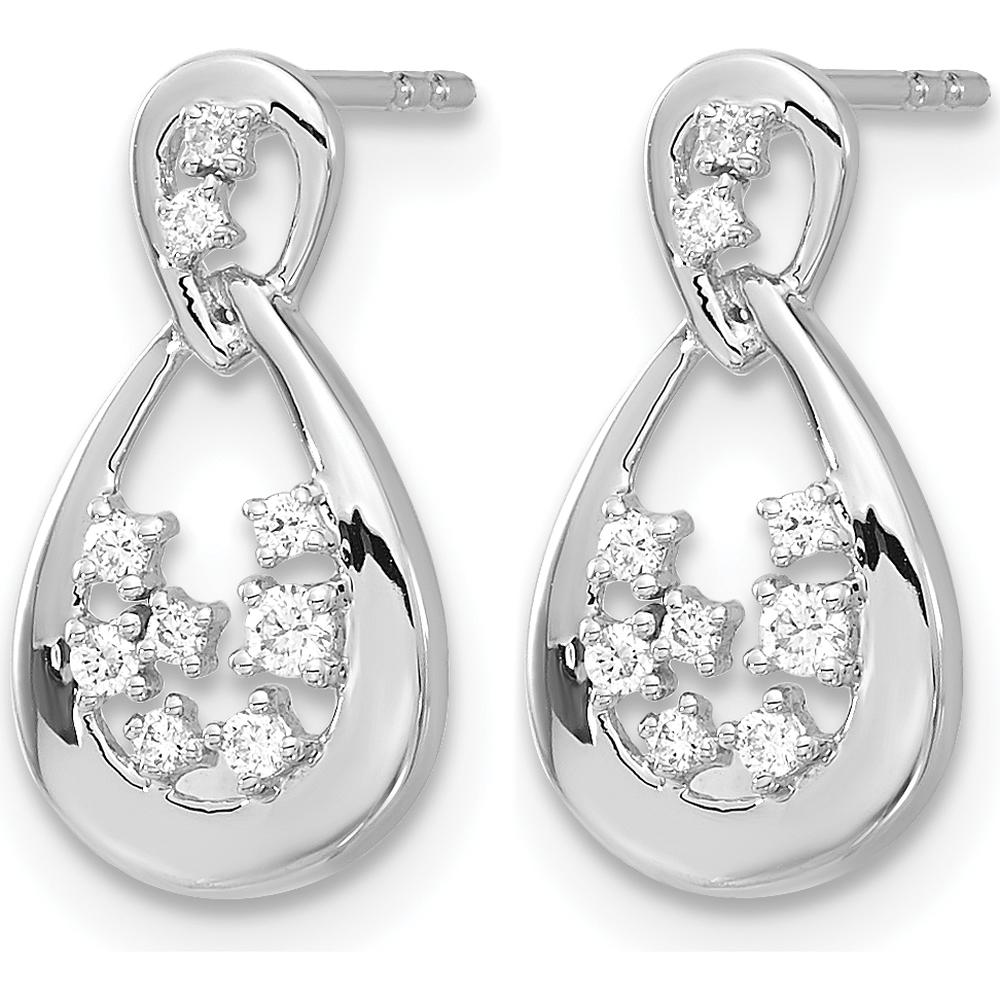 14K White Gold Diamond Drop Earrings with Natural Round Diamonds - 0.23 Carat Total Diamond Weight by Monteluci Fine Jewelry