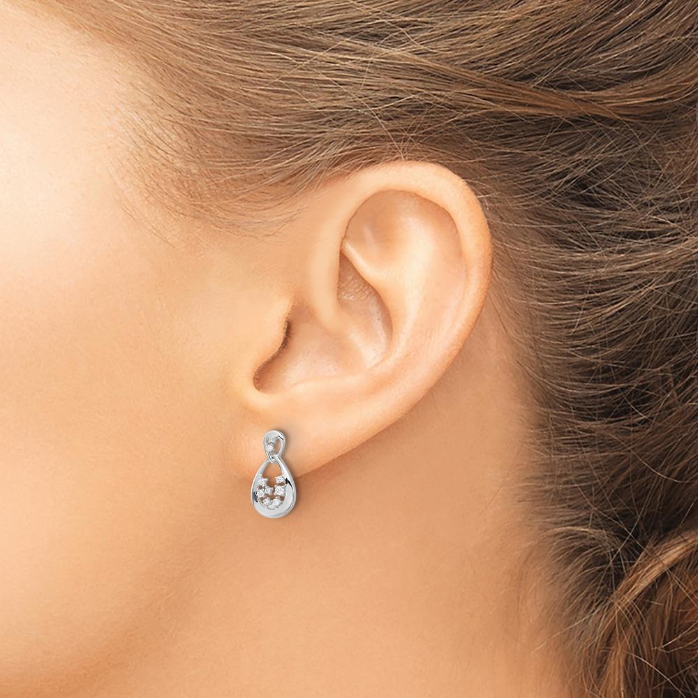 14K White Gold Diamond Drop Earrings with Natural Round Diamonds - 0.23 Carat Total Diamond Weight by Monteluci Fine Jewelry