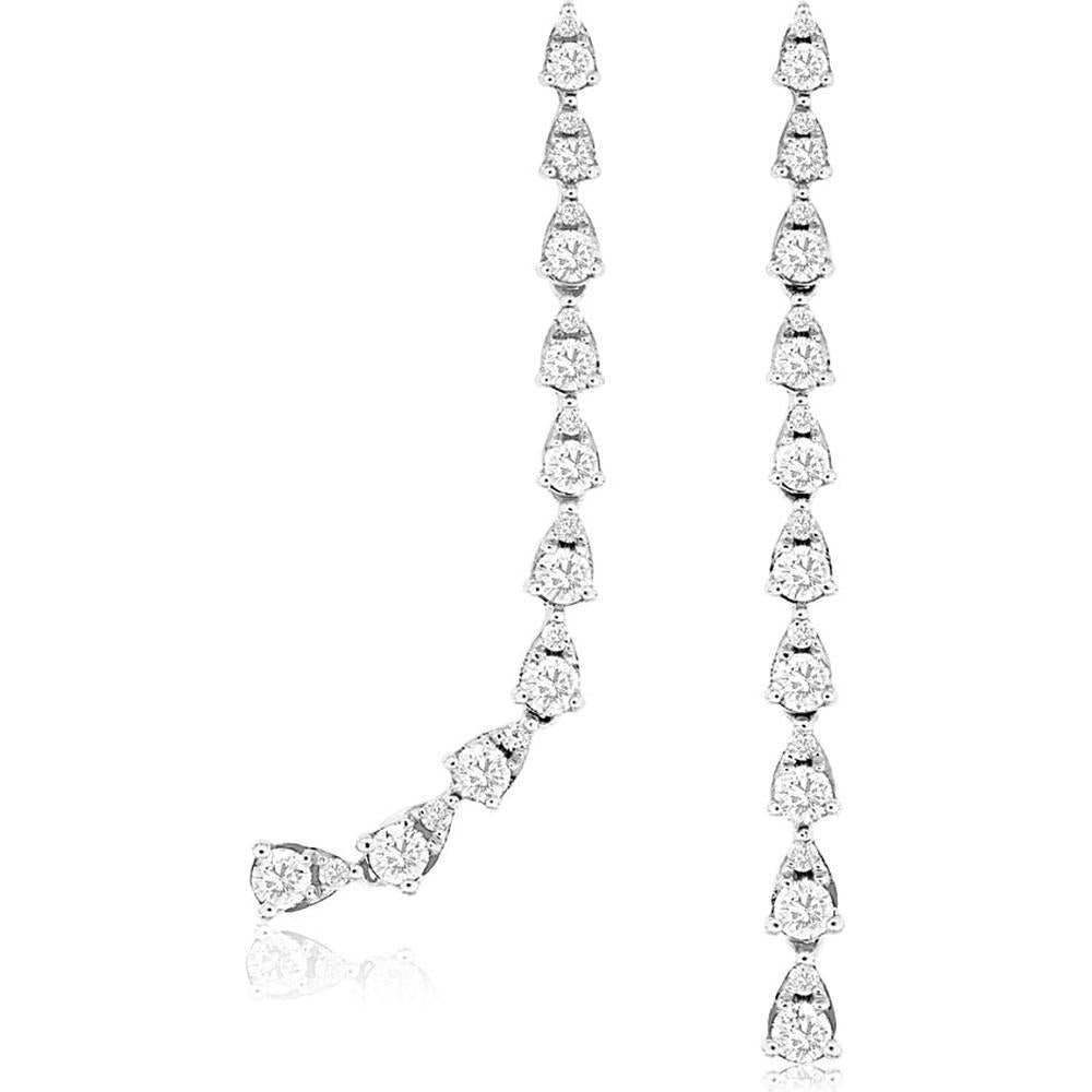 14K White Gold Diamond Drop Earrings with Pear-Shaped Diamonds - 0.82 Carats Total Diamond Weight