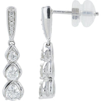 14K White Gold Diamond Drop Earrings with Round Brilliant Cut Diamonds - 0.50 Carat Total Diamond Weight