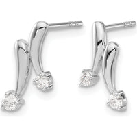 14K White Gold Diamond Drop Earrings with Round Diamonds - 0.10 Carat Total Diamond Weight by Monteluci Fine Jewelry