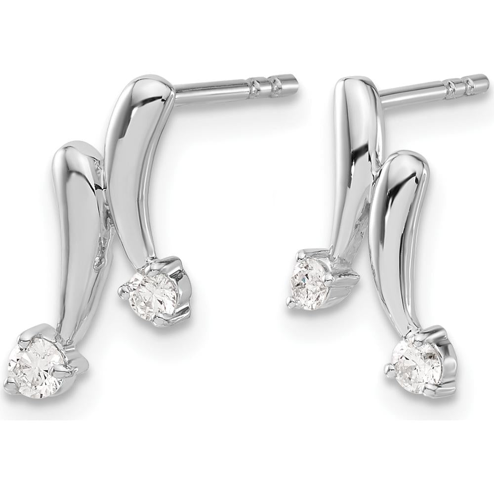 14K White Gold Diamond Drop Earrings with Round Diamonds - 0.10 Carat Total Diamond Weight by Monteluci Fine Jewelry