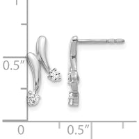14K White Gold Diamond Drop Earrings with Round Diamonds - 0.10 Carat Total Diamond Weight by Monteluci Fine Jewelry