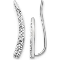 14K White Gold Diamond Ear Climber Earrings - 0.08 Carats Total Diamond Weight by Monteluci Fine Jewelry