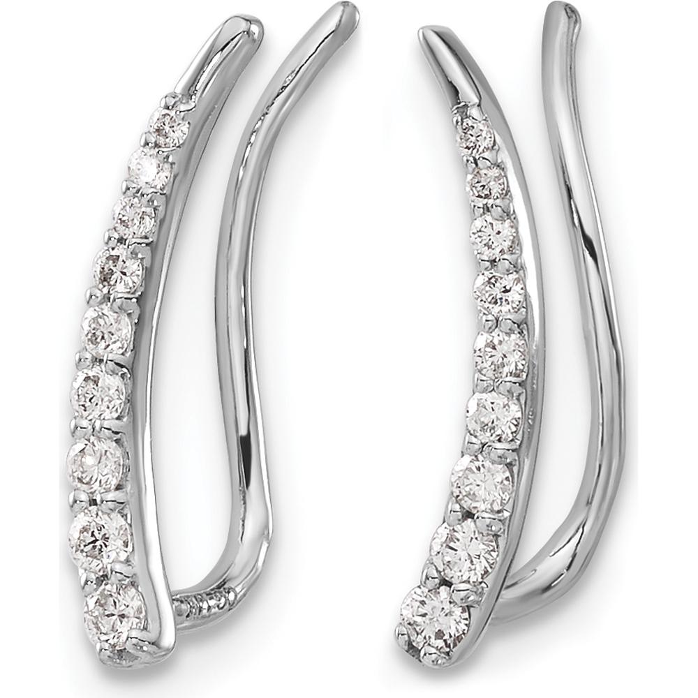 14K White Gold Diamond Ear Climber Earrings - 0.08 Carats Total Diamond Weight by Monteluci Fine Jewelry