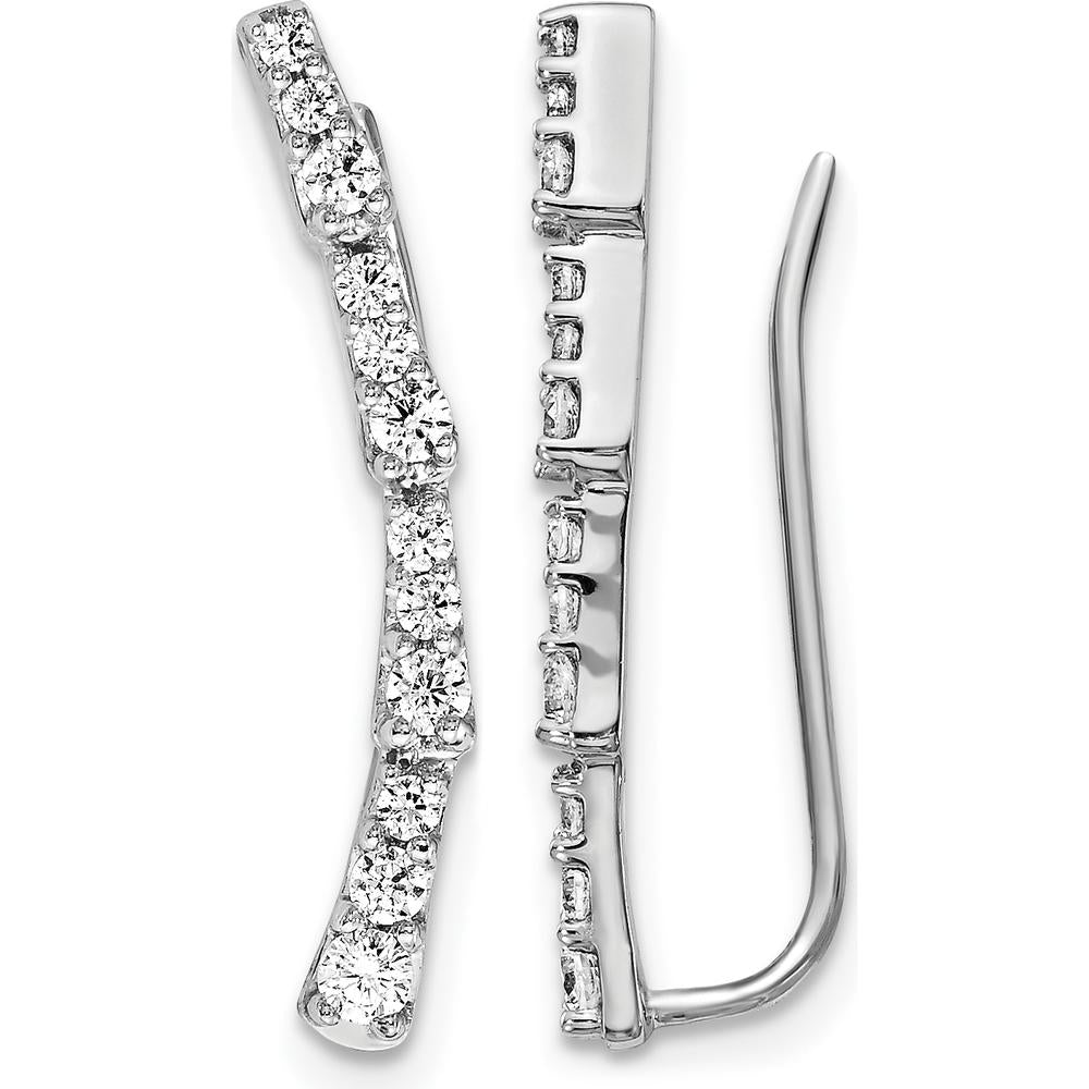 14K White Gold Diamond Ear Climbers - 0.18 Carats Total Diamond Weight by Monteluci Fine Jewelry