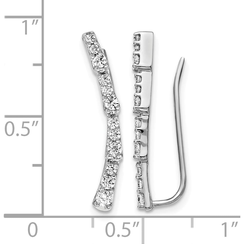 14K White Gold Diamond Ear Climbers - 0.18 Carats Total Diamond Weight by Monteluci Fine Jewelry
