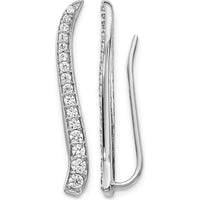 14K White Gold Diamond Ear Climbers with Round Natural Diamonds - 0.135 Carats Total Diamond Weight by Monteluci Fine Jewelry