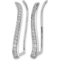 14K White Gold Diamond Ear Climbers with Round Natural Diamonds - 0.135 Carats Total Diamond Weight by Monteluci Fine Jewelry