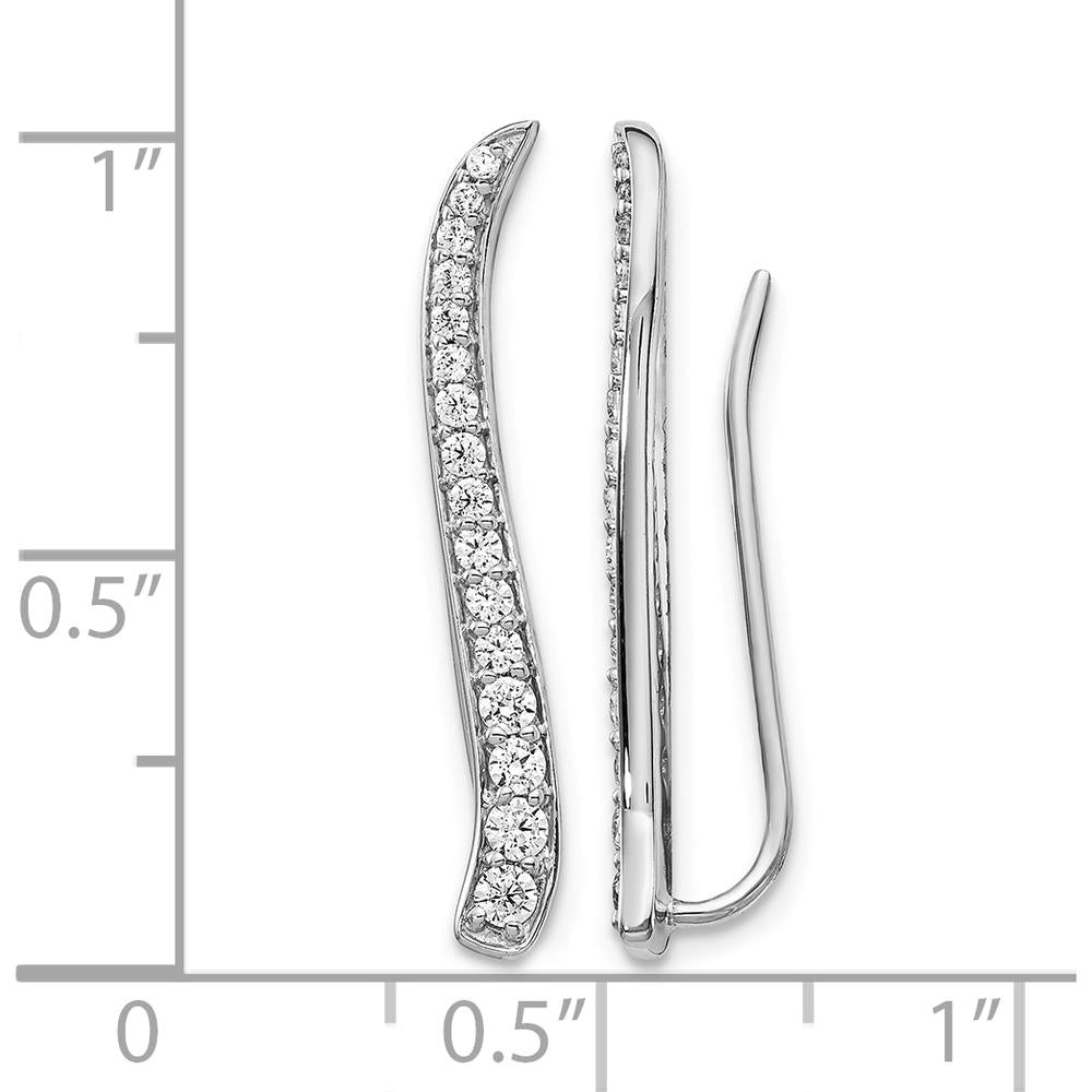 14K White Gold Diamond Ear Climbers with Round Natural Diamonds - 0.135 Carats Total Diamond Weight by Monteluci Fine Jewelry