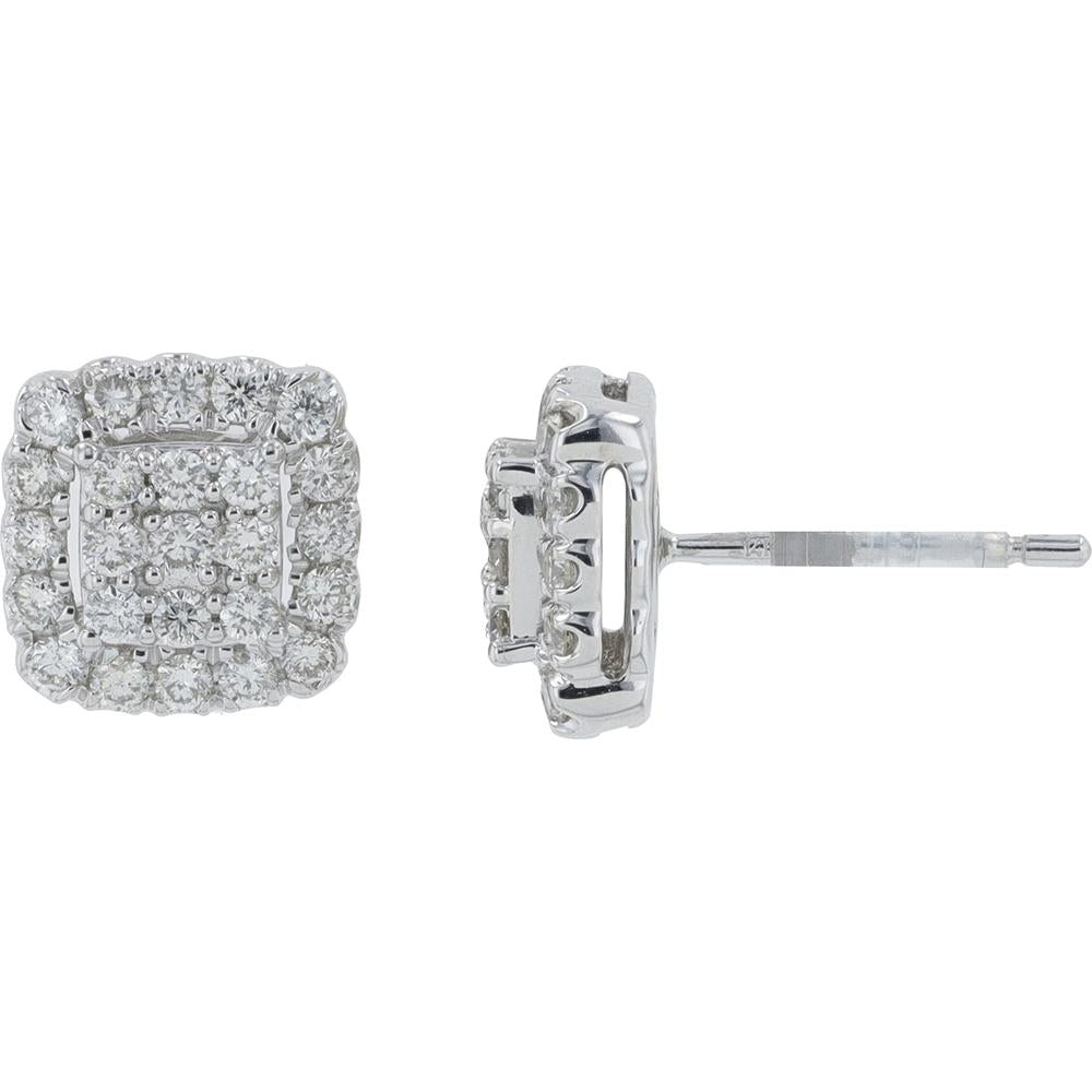 14K White Gold Diamond Earring & Pendant Set with 0.75 Carat Total Diamond Weight