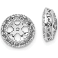 14K White Gold Diamond Earring Jacket Mountings with Prong Set Round Diamonds - 0.68 Carat Total Diamond Weight by Oro Pregiato