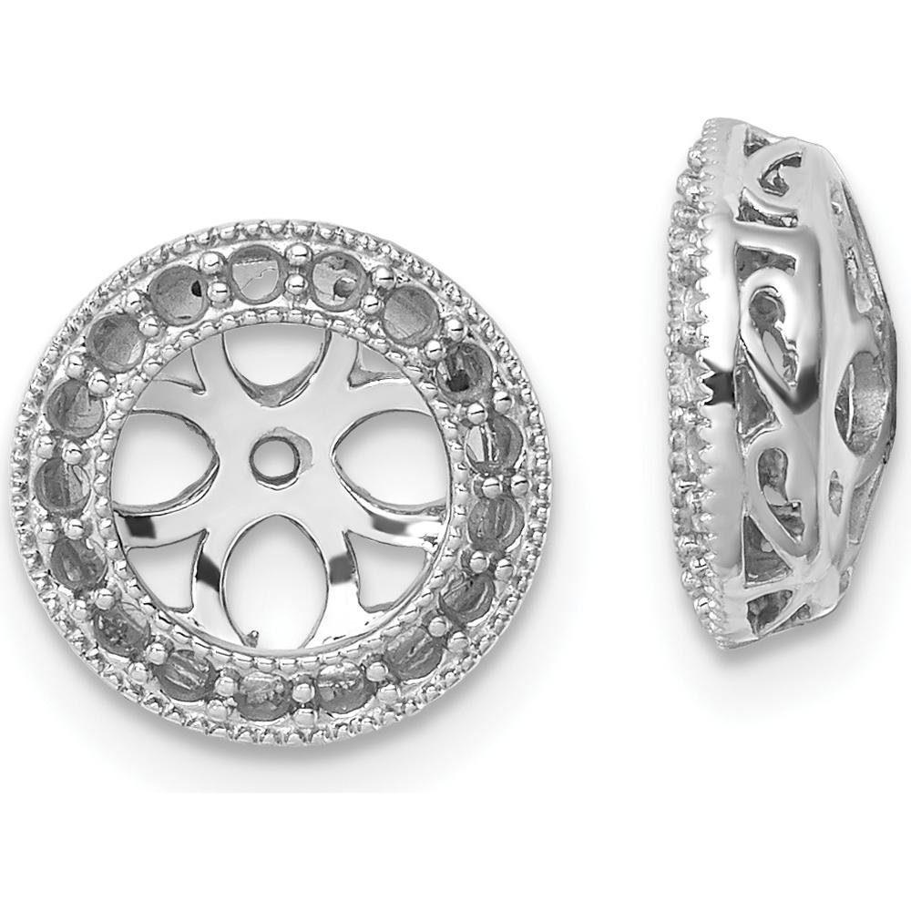 14K White Gold Diamond Earring Jacket Mountings with Prong Set Round Diamonds - 0.68 Carat Total Diamond Weight by Oro Pregiato