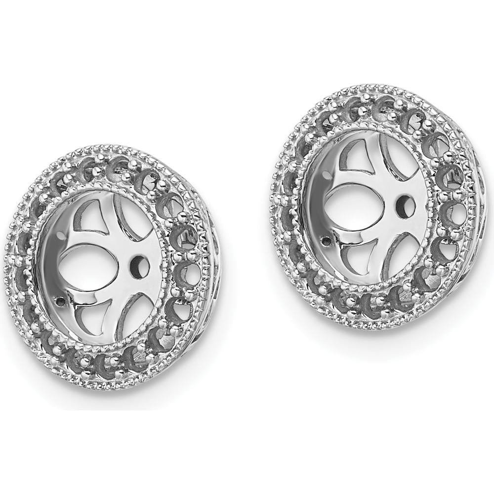 14K White Gold Diamond Earring Jacket Mountings with Prong Set Round Diamonds - 0.68 Carat Total Diamond Weight by Oro Pregiato