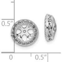 14K White Gold Diamond Earring Jacket Mountings with Prong Set Round Diamonds - 0.68 Carat Total Diamond Weight by Oro Pregiato