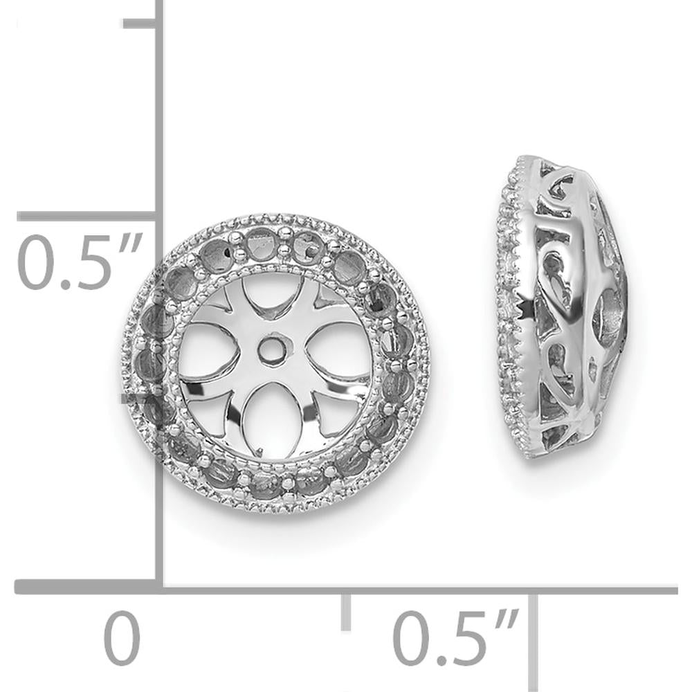 14K White Gold Diamond Earring Jacket Mountings with Prong Set Round Diamonds - 0.68 Carat Total Diamond Weight by Oro Pregiato