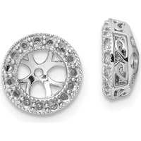 14K White Gold Diamond Earring Jacket Mountings with Round Diamonds - 0.90 Carat Total Diamond Weight by Oro Pregiato