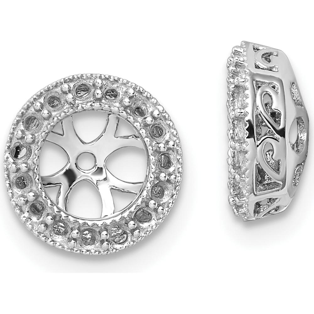 14K White Gold Diamond Earring Jacket Mountings with Round Diamonds - 0.90 Carat Total Diamond Weight by Oro Pregiato