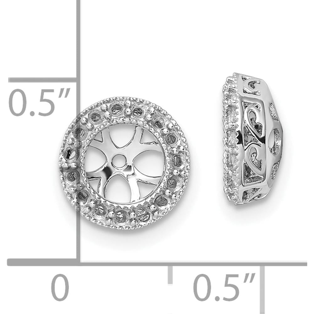 14K White Gold Diamond Earring Jacket Mountings with Round Diamonds - 0.90 Carat Total Diamond Weight by Oro Pregiato