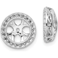 14K White Gold Diamond Earring Jacket Mountings with Round Diamonds - 1.12 Carat Total Diamond Weight by Oro Pregiato