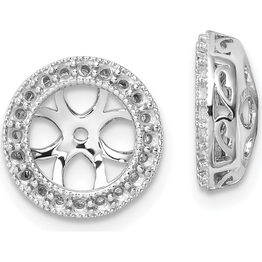14K White Gold Diamond Earring Jacket Mountings with Round Diamonds - 1.12 Carat Total Diamond Weight by Oro Pregiato